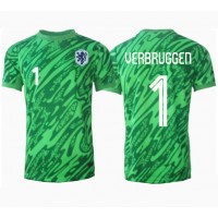 Camisa de Futebol Holanda Bart Verbruggen #1 Goleiro Equipamento Principal Europeu 2024 Manga Curta